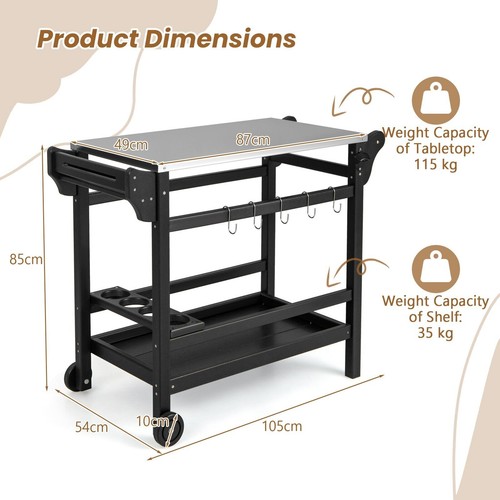 Movable patio dining cart - dining,